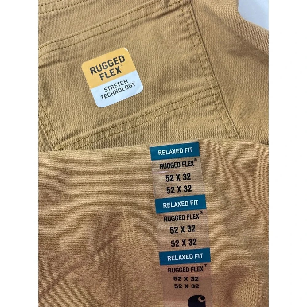 NEW Carhartt Men 46x33 (tag 52) Relaxed Fit Rugged Flex‎ Work Pants Golden Brown